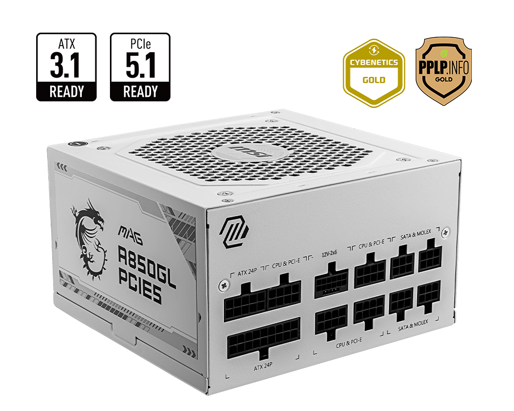 MAG A850GL PCIE5 WHITE | MSI Alimentatori