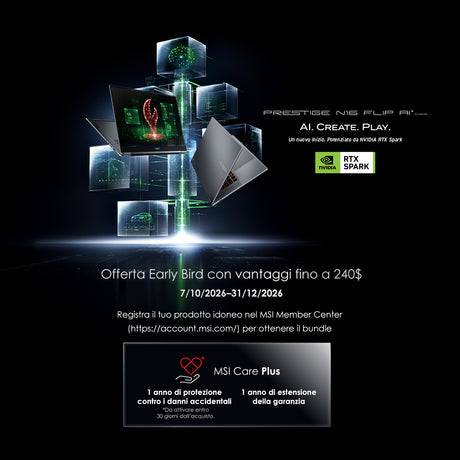 Prestige N16 Flip AI+ C1XM-070ITY | Notebook AI NVIDIA RTX Spark N1X 20-cores CPU 6144-cores GPU - Store Ufficiale MSI | MSI Italia